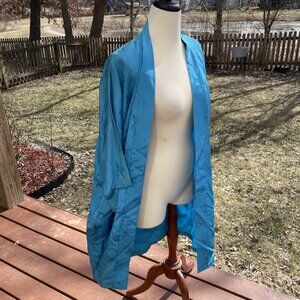 SILVER LAKE 100% Rayon Embroidered Kimono Short Open Robe Floral Women L Blue